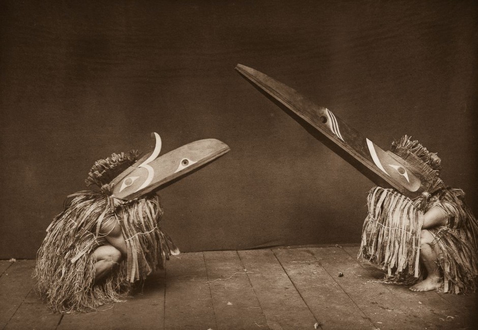 1914, Nakoaktok dancers wear Hamatsa masks in a ritual.