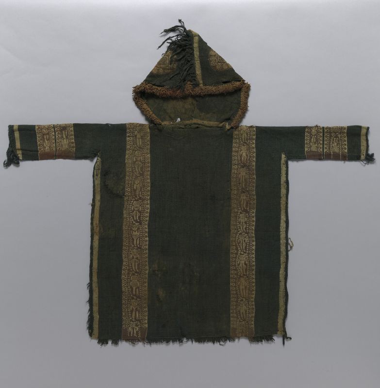 Child’s tunic with hood, tapestry weave of dyed wools, Egypt, 5th –7th century CE